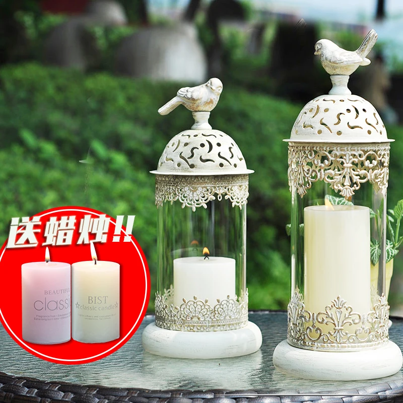 

European Style Morrocan Candle Holder Glass Iron Candle Holder Farmhouse Wedding Dinner Props Porta Velas Home Decor WF50ZT