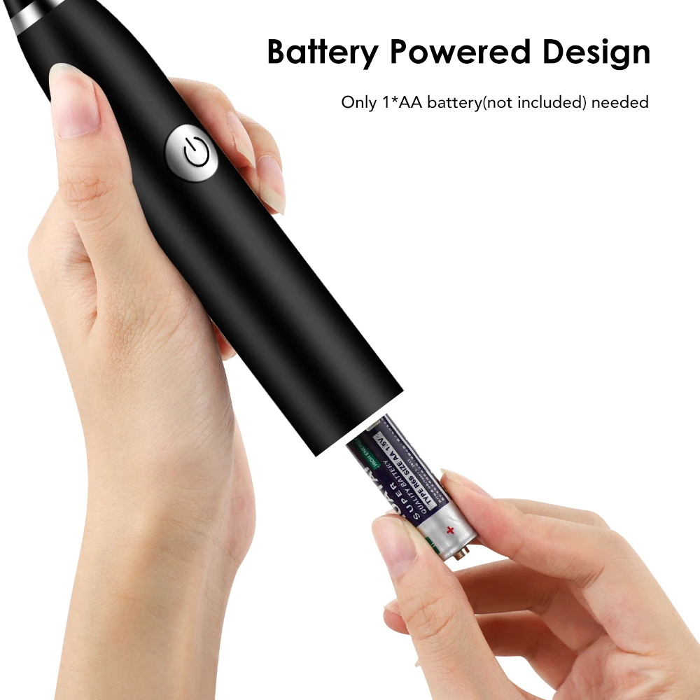 

2 Heads Sonic Electric Toothbrush Teeth Clean Tool Soft Hair Tartar Plaque Calculus Remover Oral Hygiene Care Battery Power