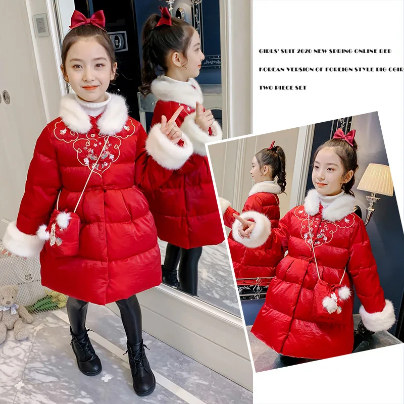 Hanfu-parkas de invierno para ni&ntilde;as, ropa gruesa de estilo chino Tang, Chaqueta de algod&oacute;n, abrigo de invierno c&aacute;lido-2