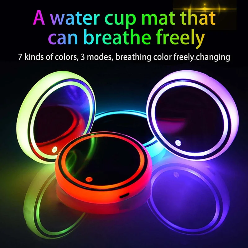 

Car Luminous LED Atmosphere Light Induction Light Colorful Coaster USB Atmosphere Light Interior Decoration