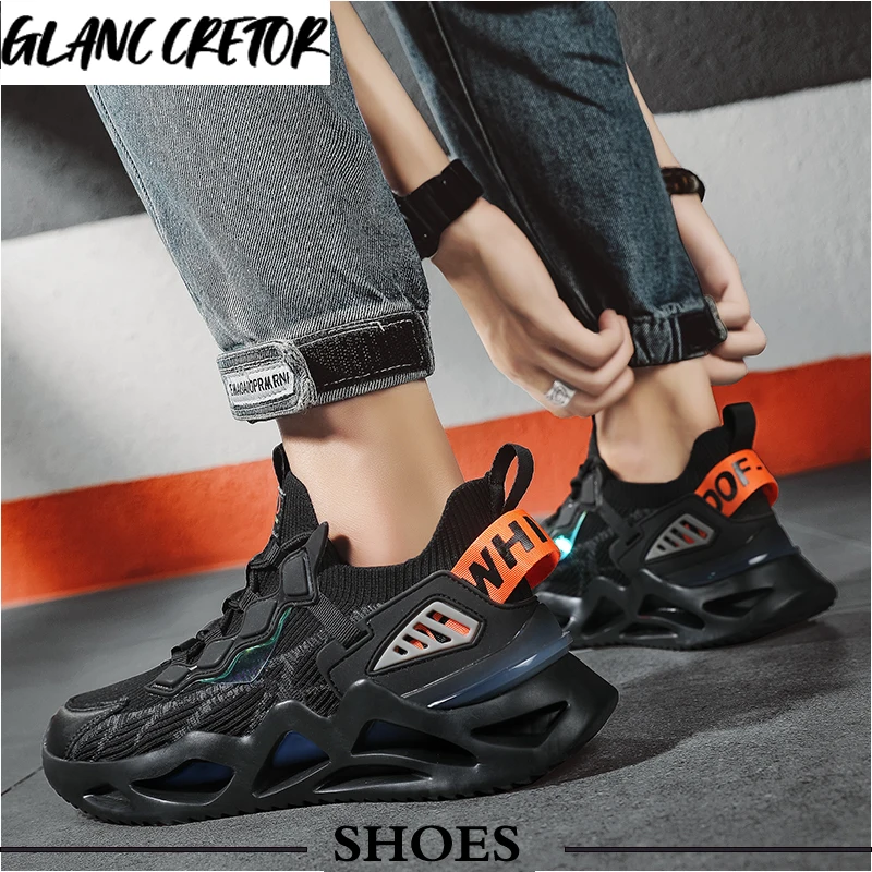 

Fashion Men's Running Shoes Breathable Sock Sneakers HIgh Quality No-slip Comfortable Jogging Shoes Walking Light Zapatillas