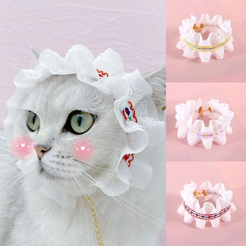 

Cat Lace Collar New Arrival Pet Dog Cats Puppy Lace Bowknot Floral Print Collar Bib Necklace Neck Strap Wholesale Dropshipping