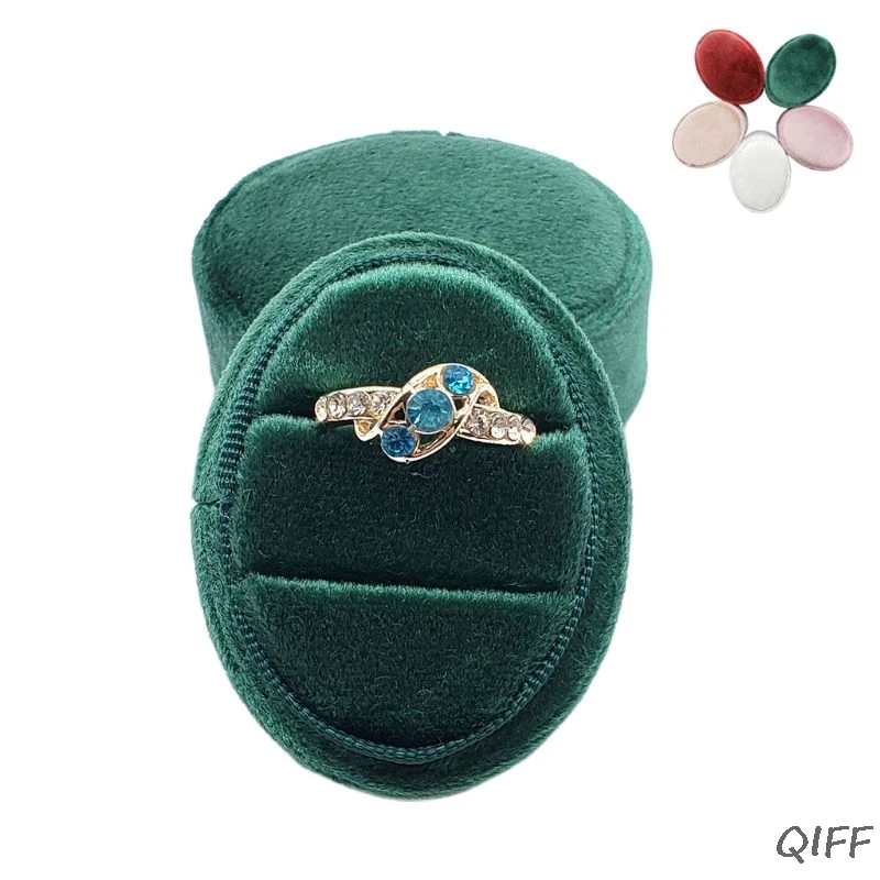 Бархатная овальная коробочка для колец свадебной церемонии со съемной крышкой