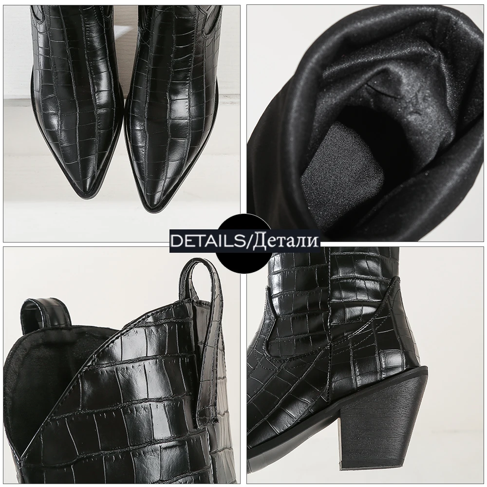 

WETKISS Western Boots Women Emboss Knee High Boot Pointed Toe High Spike Heel Shoes Woman Autumn Winter Boots Cowboy 2021