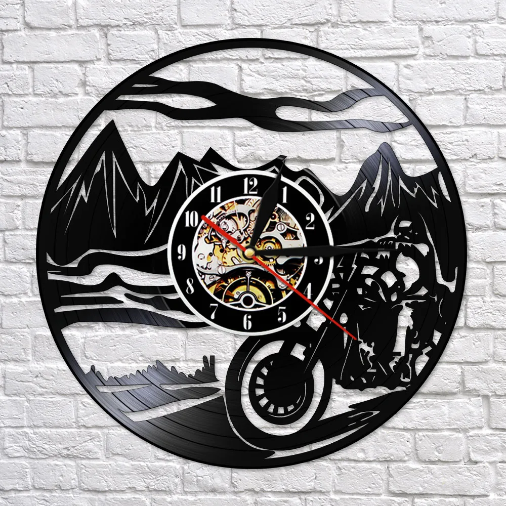 Настенные часы с виниловой пластиной для мотокросса мальчиков и комнат домашний