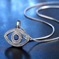 women zircon blue eye necklace long necklace for women box chain pendant necklace fashion jewelry