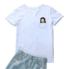 Милая футболка с японским аниме девушкой, Женская кавайная футболка с покемоном, Женские винтажные Топы в стиле Харадзюку, футболка, женская уличная одежда, женская футболка