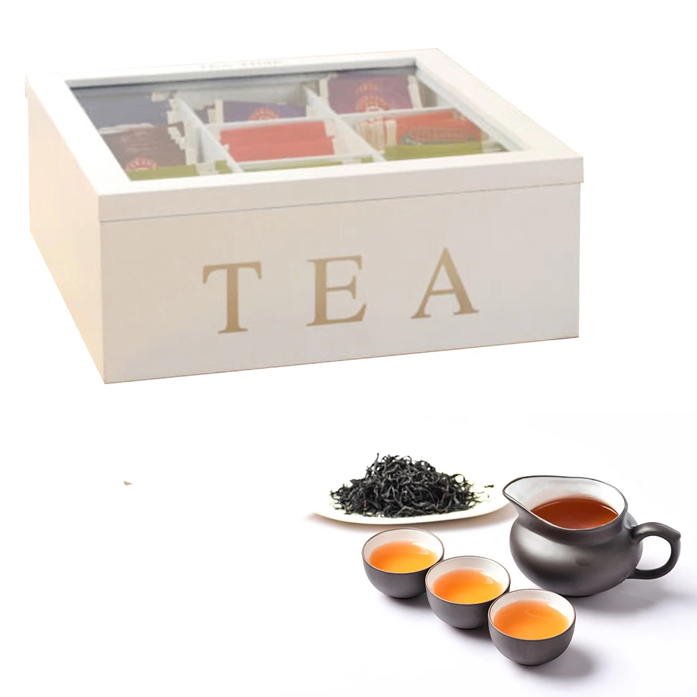 

Wood Tea Box Organizer Container Wooden Storage Compartments Cabinets Retro Coffee Tea Candies Bag Holder Organizer For Kitchen