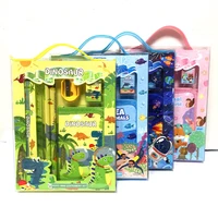 pvc 6 in 1 school stationery set with handles portable studay tools organizer birthday chrismats gifts set toys for student kid