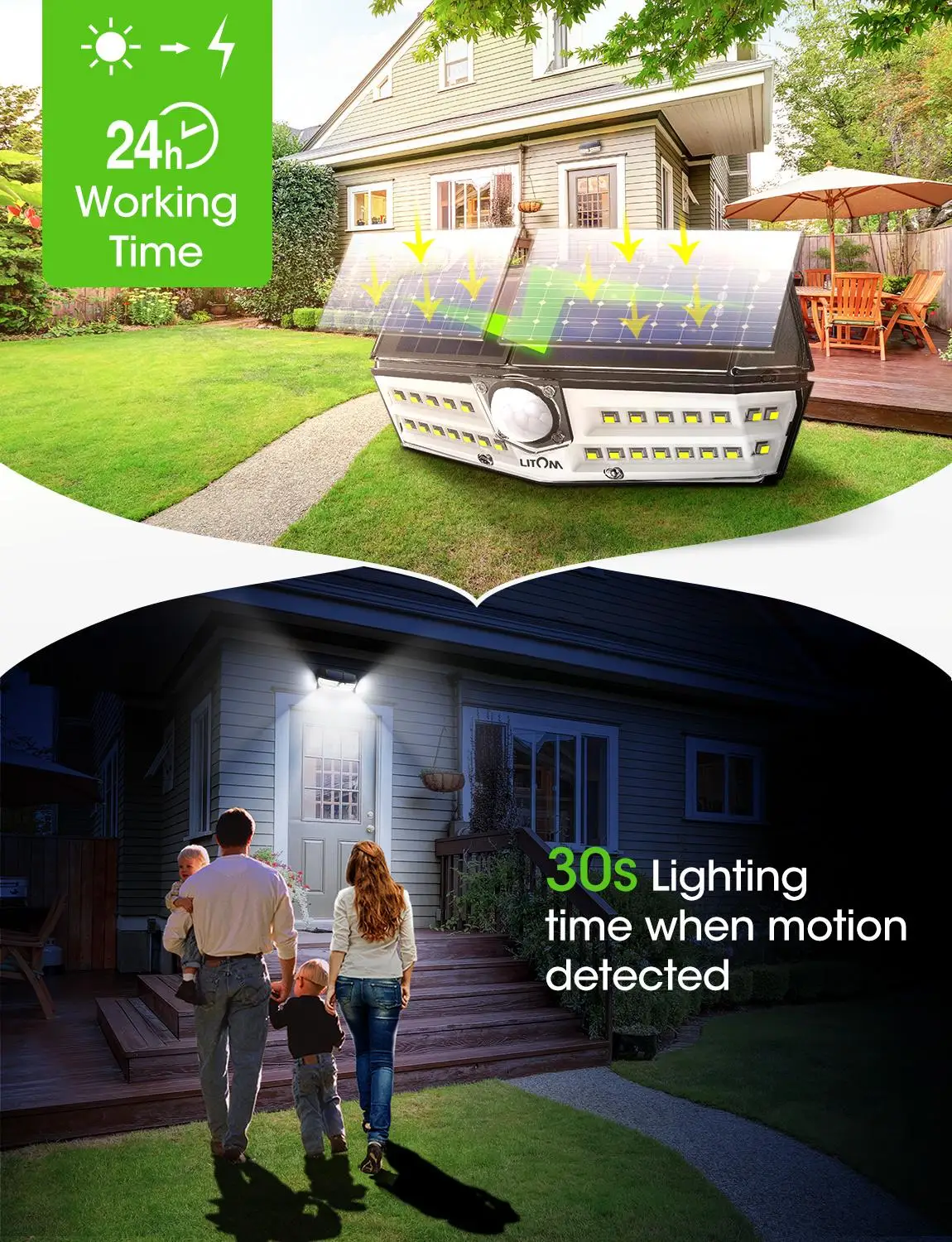 LITOM 30 LED Солнечный свет настенный светильник CD137 IPX67 водонепроницаемый датчик