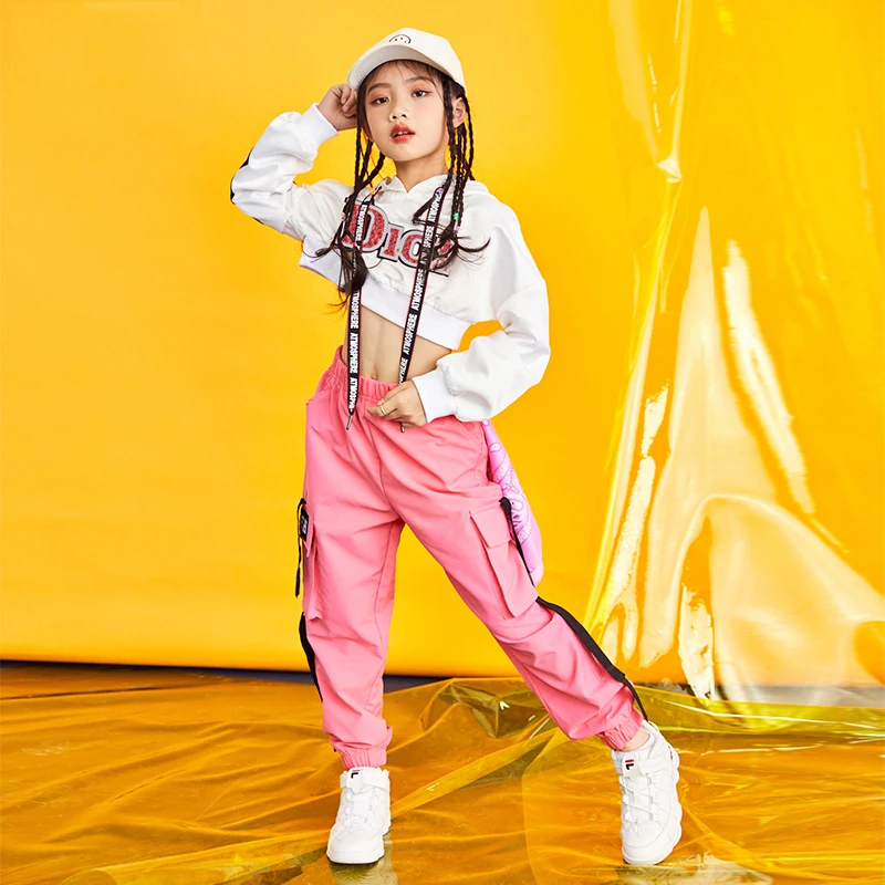

Street dance suit girls jazz dance costume children hip hop dance clothes female tide long sleeve shirt modern dance costumes