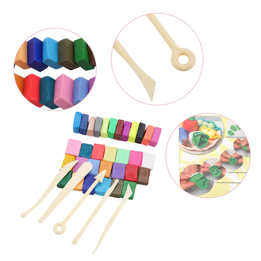 

Polymer Clay Tool Set 32 Color Oven Bake with 5 Sculpting Tools DIY Soft Craft Modelling Kit