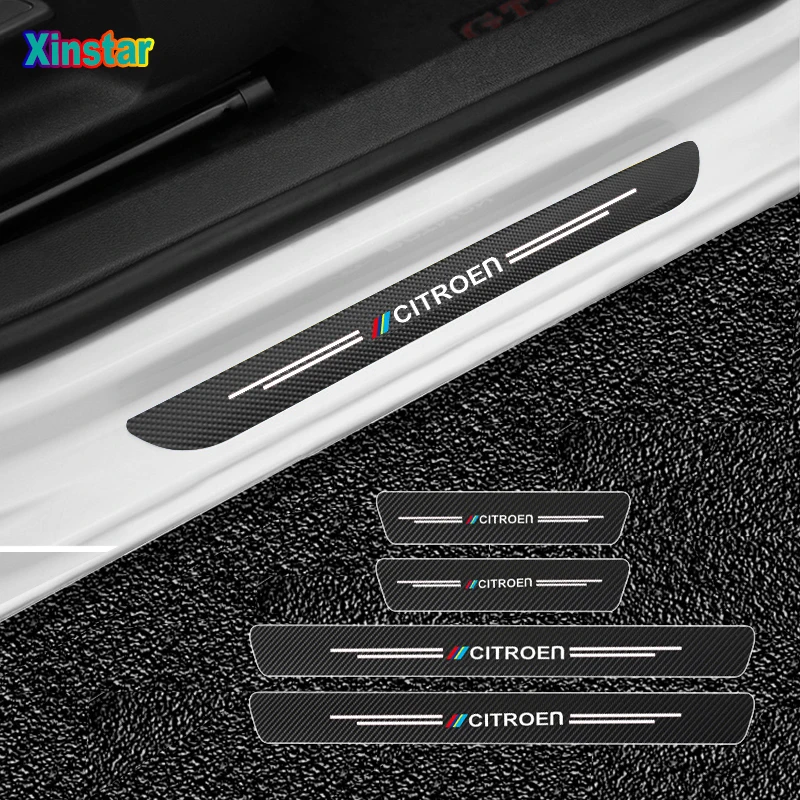 

4pcs Car Protector Door Sill Stickers For Citroen C1 C2 C3 C4 C5 C6 Car Accessories