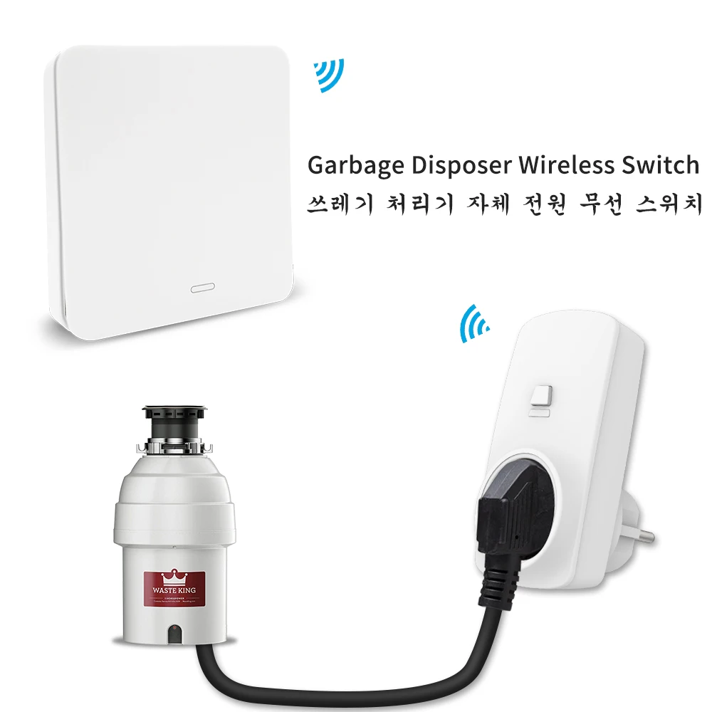 

Food Waste Disposers Garbage Disposal Wireless Switch Remote Control EU Korea Plug 1HP No Drilling No Pipe Replace Air Switch,