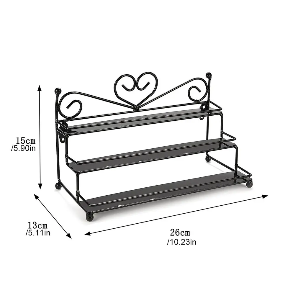 Кованая железная стойка для хранения лака ногтей трехслойная духов подставка