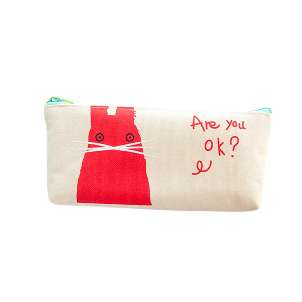Милый чехол-карандаш с мультяшным котенком и медведем вместительный холст на