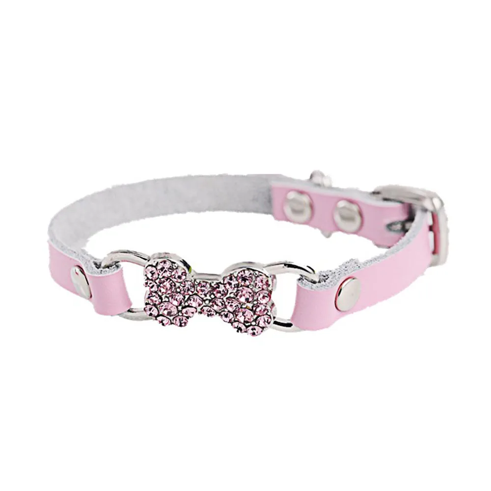 Ошейник для собак ошейник кожаный с блестящими кристаллами и сердечками