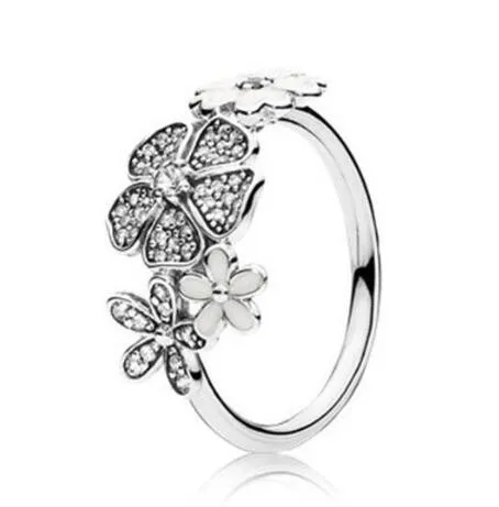 

Authentic 925 Sterling Silver Ring Shimmering Bouquet Flower Ring For Women Engagement Party Gift Lady Pandora Jewelry
