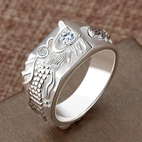 mens dragon rings silver plated chinese dragon totems inlay zircon rings male jewelry accessories fashion finger rings gifts