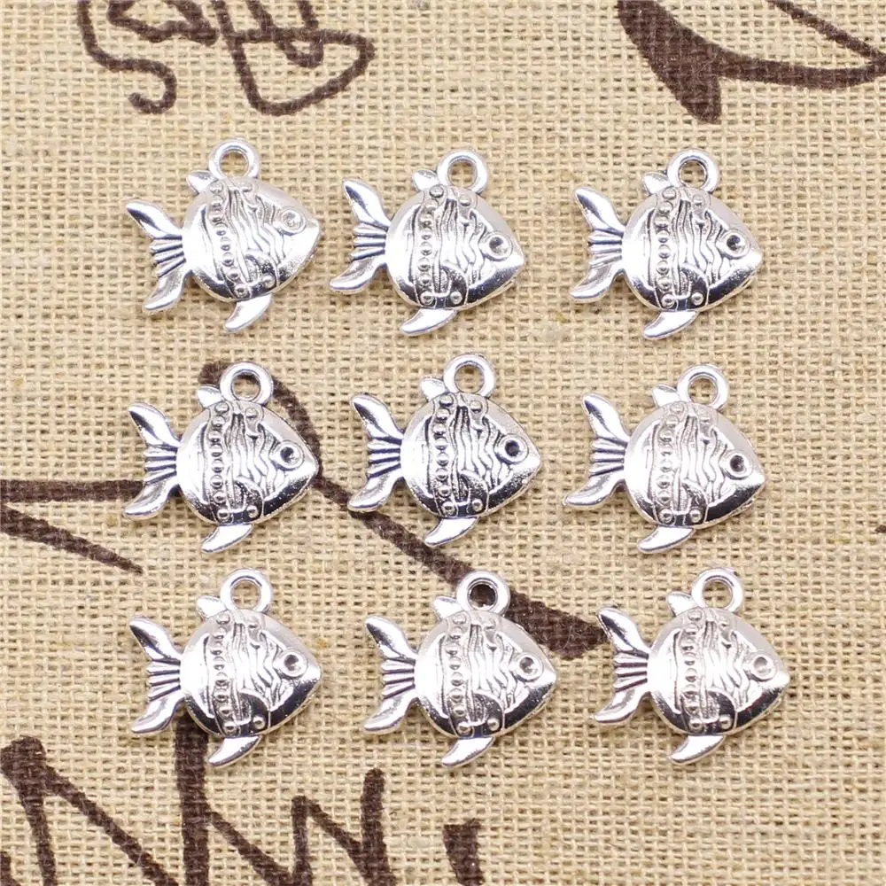 

Supplies For Jewelry Making 20pcs 15x14x4mm Antique Silver Color Tropical Fish Charms
