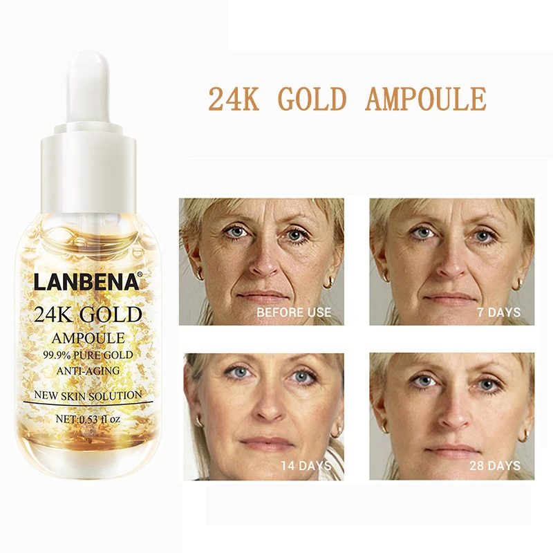 

24K Gold Ampoule Face Serum Anti-wrinkle Anti-aging Polypeptid Essence Nourishing Soothing Moisturising Repair Rough Facial Care