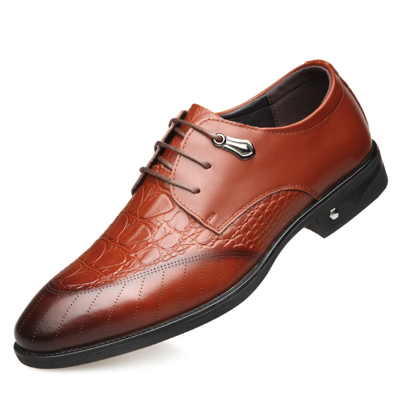 

Dress Formal Shoes Genuine Leather Lace-up Men Shoes For Wedding Party Crocodile Men's Flat Shoes comfortable business shoes
