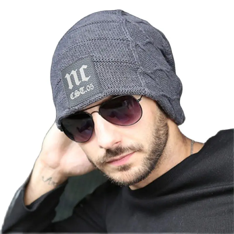Для мужчин зимняя шапка капот Шапочки шапки-бини вязаная Кепки s головные уборы