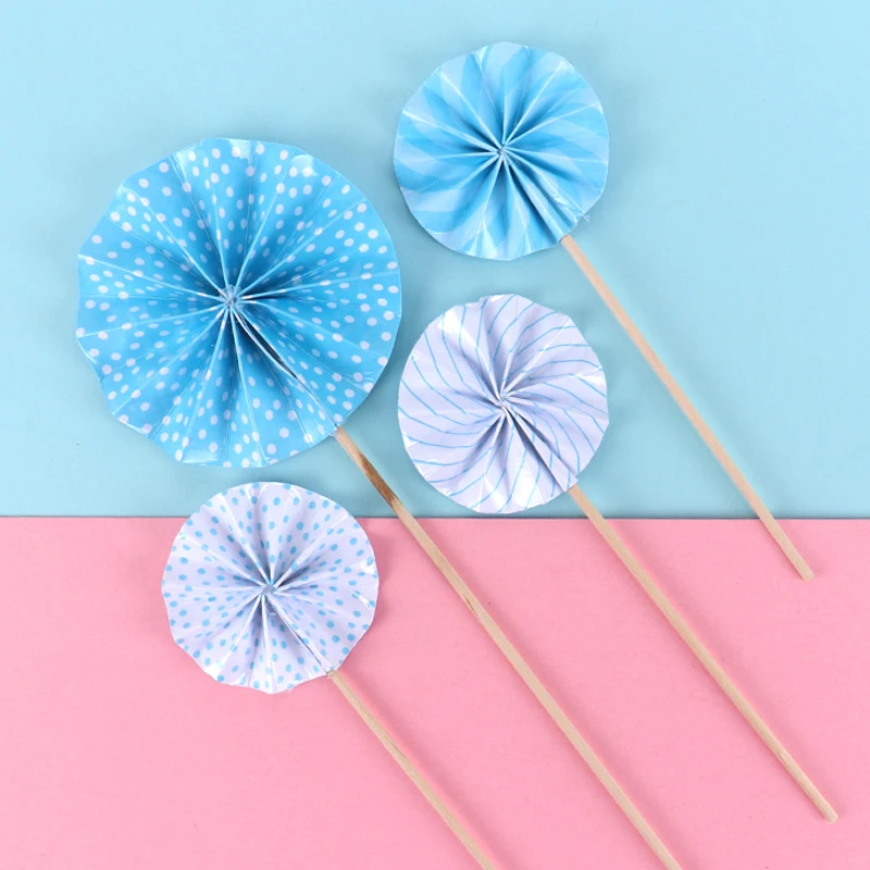4 шт./лот мини-бумажный веер для торта декорация кексов флаги свадьбы детский день