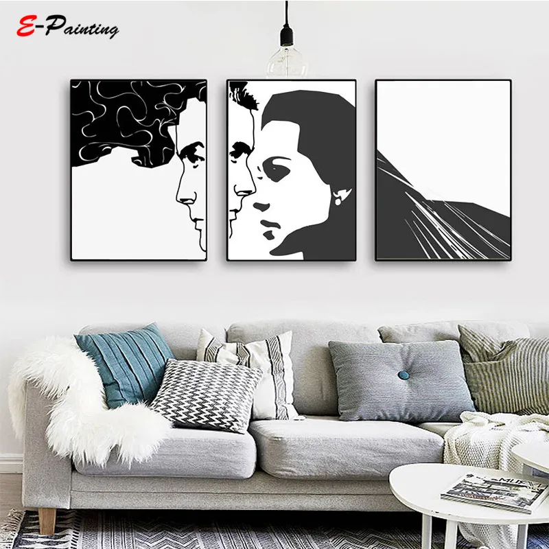Modern Abstract Canvas Painting Black and White Simple Line Prints Gallery Wall Art Living Room Decoration Poster Home Decor | Дом и сад