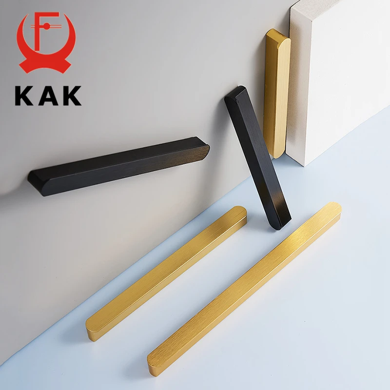 Фото KAK American Style Black Cabinet Handles Aluminum Alloy Kitchen Cupboard Pulls Drawer Knobs Long Furniture Handle Hardware №2