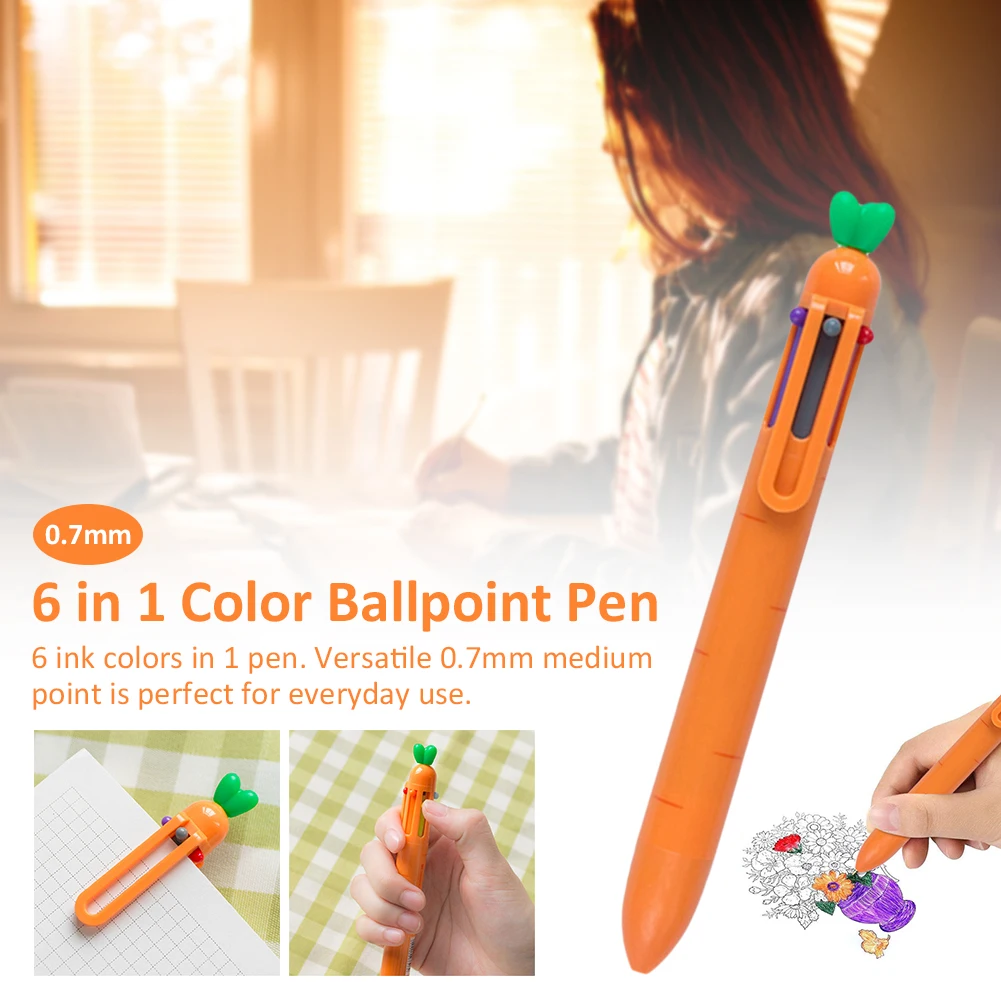 Школьные шариковые ручки 6-в-1 Разноцветные Креативные для студентов гладкого