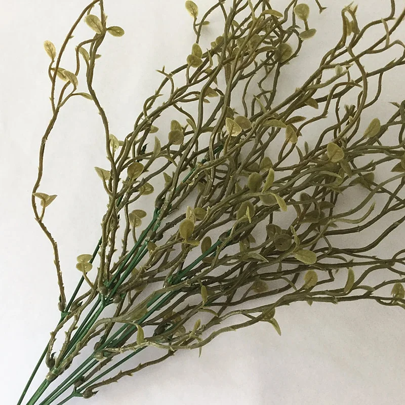 Искусственная зелень пластик 7 вилка листья розы листва ветви домашний стол