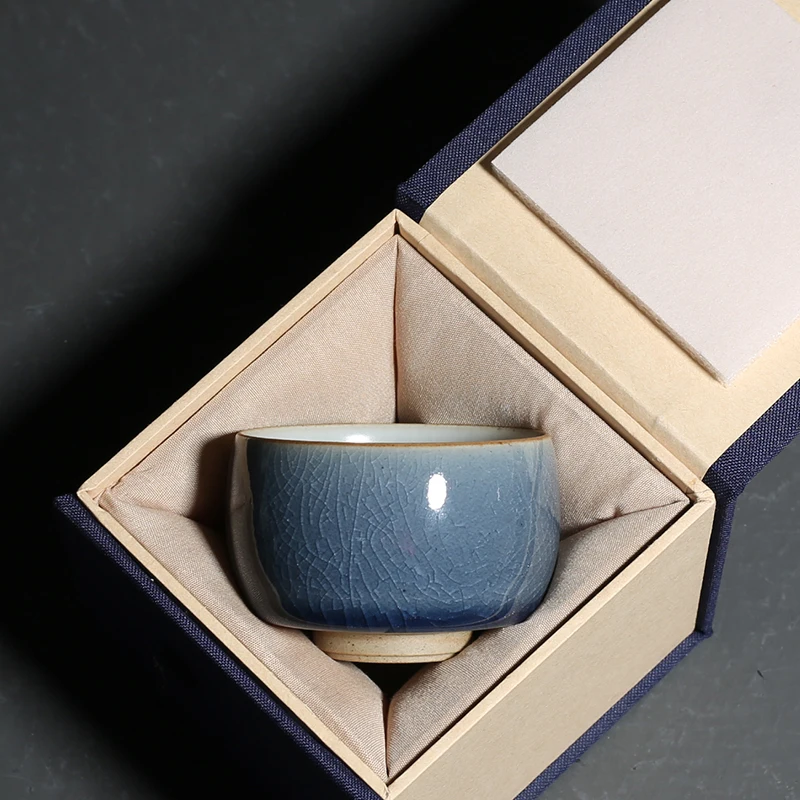 

75ml Kiln Change Coarse Pottery Teacup Ceramic Pu'er Tea Bowl Kung Fu Master Cup Tea Cups Home Teaware Gift Box Teacup Ice Crack