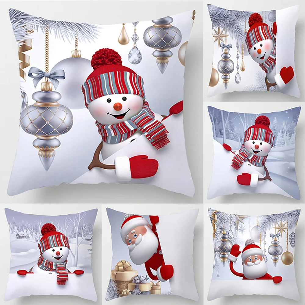 18 дюймов Рождество Санта Клаус наволочка диванная Подушка Чехол Снеговик