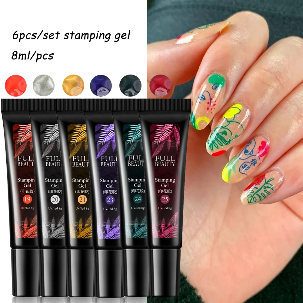 8 мл неоновый гель краска для стемпинга набор флуоресцентных розовый золотой