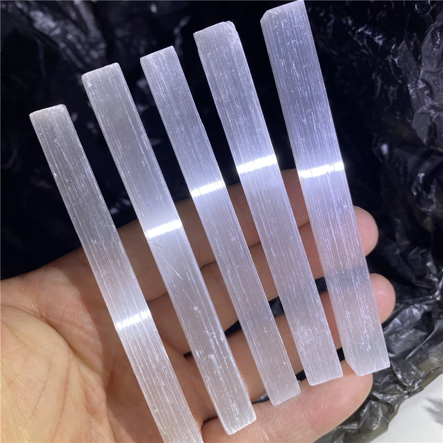 

6pcs Natural White Selenite Gypsum Rod With Irregular Reiki Mineral Specimens Healing Crystal Home Decoration