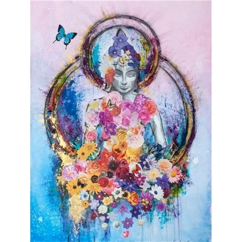 

Gatyztory Flower Buddha Diy Painting By Numbers Canvas Colouring Handpainted Artwork Wall Decor 60Ã—75cm