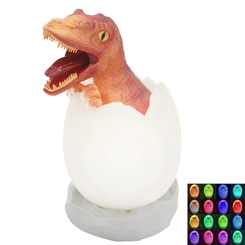 

Touch Sensor Night Light LED 16 Colors Remote Control Pat Dinosaur Bedside Lamp