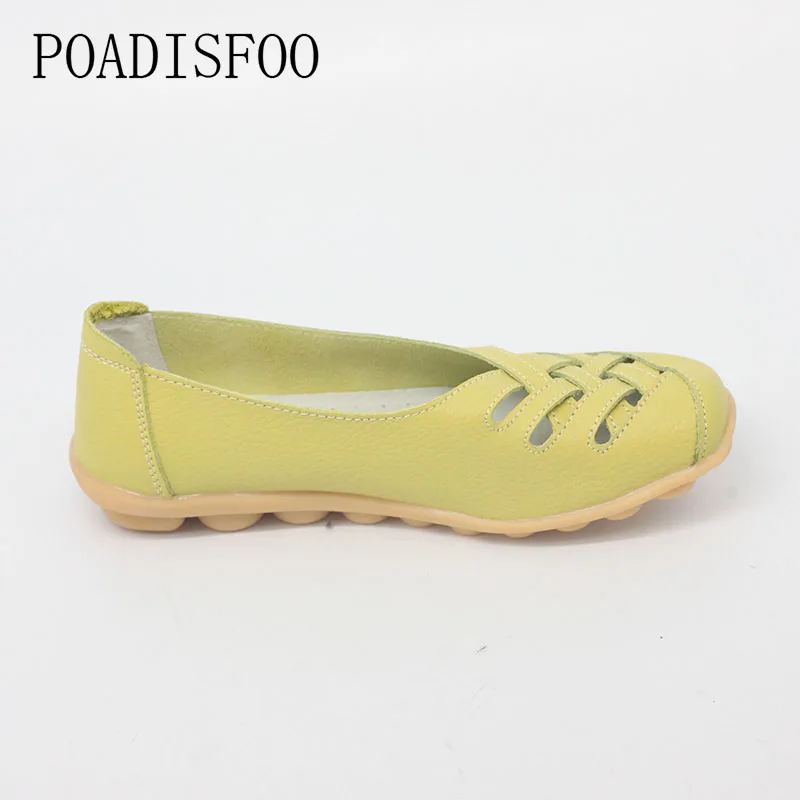 Женские кожаные туфли на плоской подошве повседневные из натуральной воловьей