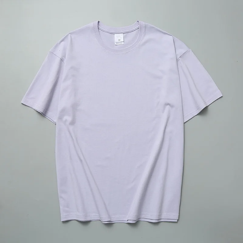 

2021 men's and women's casual Hong Kong style drop-shoulder short-sleeved round neck T-shirt