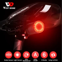 west biking bicycle rear light auto brake smart sensing light ipx6 waterproof bike accessories usb charge led cycling taillight