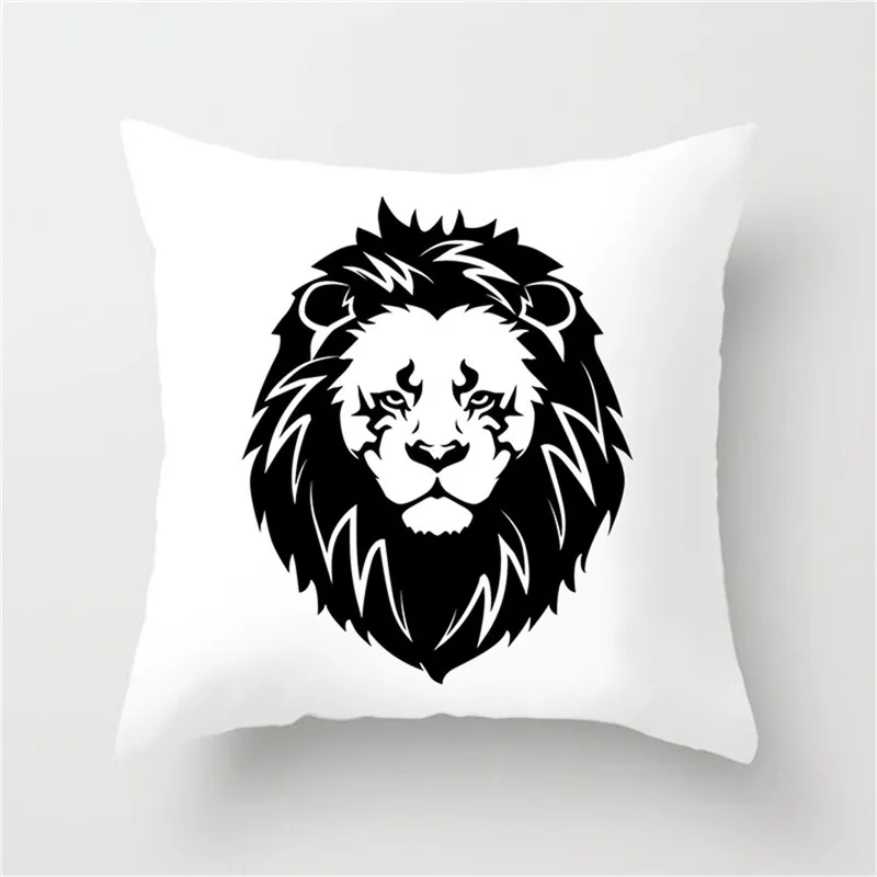Чехол для подушки с изображением животных Льва волка дракона совы ящерицы
