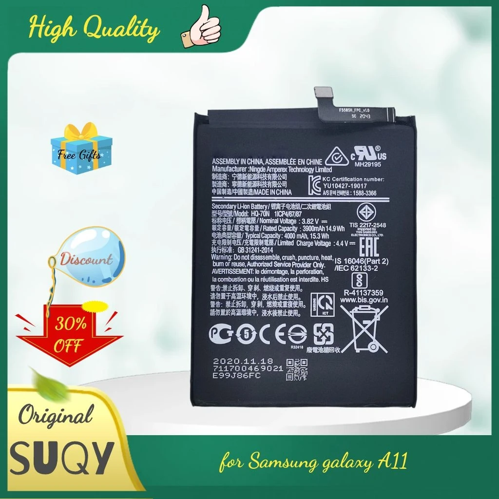 

4000 mah Bateria for Samsung A11 Battery Rechargeable for Samsung galaxy A11 Battery SM-A115 HQ-70N Replacement Batteries Tools