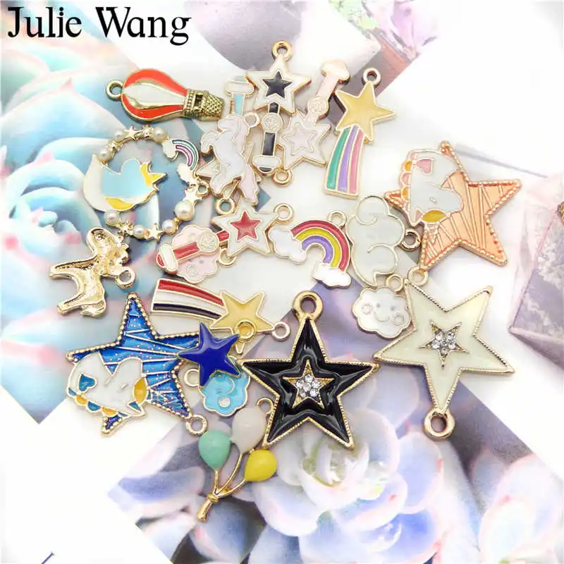 10 шт. эмалированные Подвески Julie Wang из сплава Случайные Смешанные звезды облако