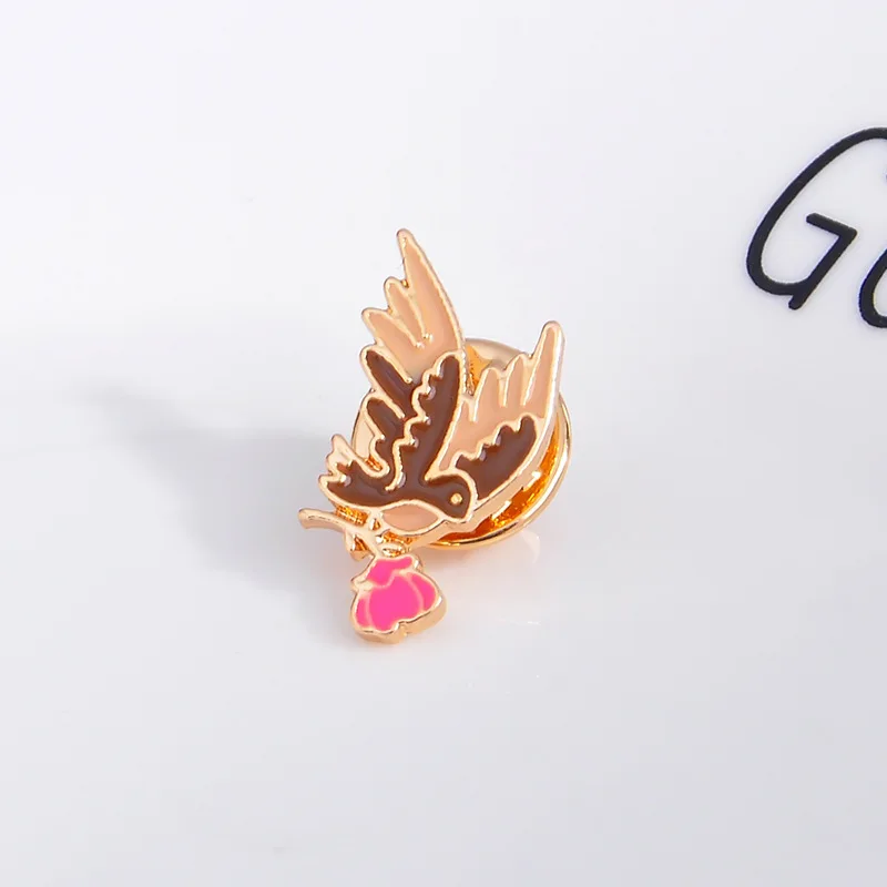2 шт./компл. брошка мультфильм животных симпатичная маленькая лиса птица цветок