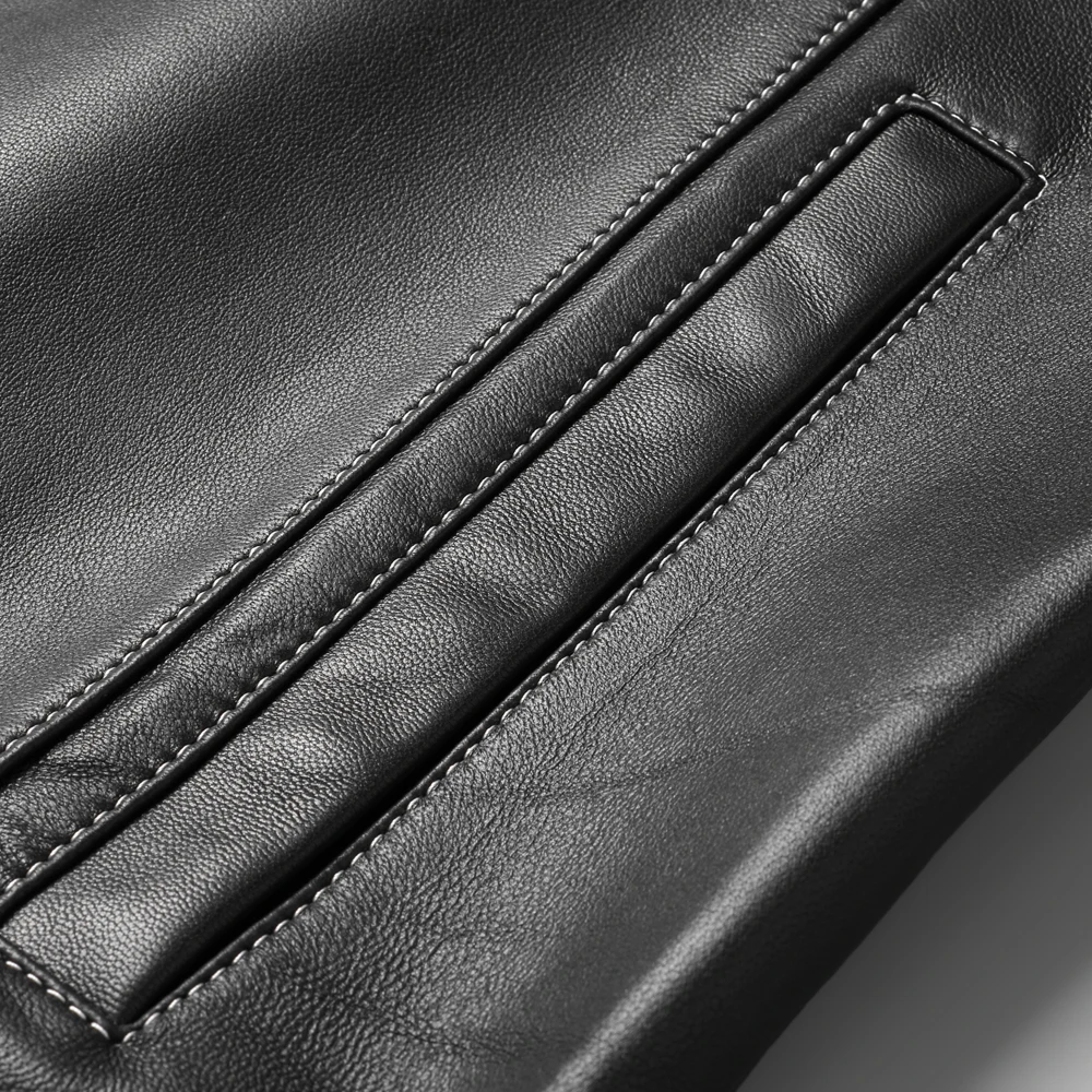 Куртка мужская из овечьей кожи повседневная одежда натуральной контрастные