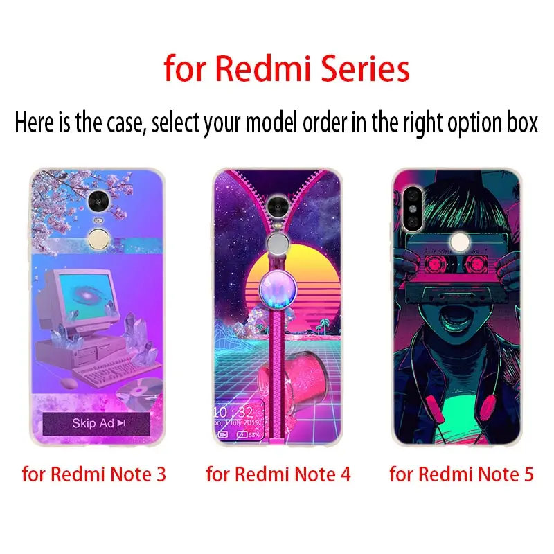 Мягкий силиконовый чехол из ТПУ для Xiaomi Redmi 9a 8 8A 7 7A Note 10 9 Pro Max 10S 9S Y3 Vaporwave блестящий