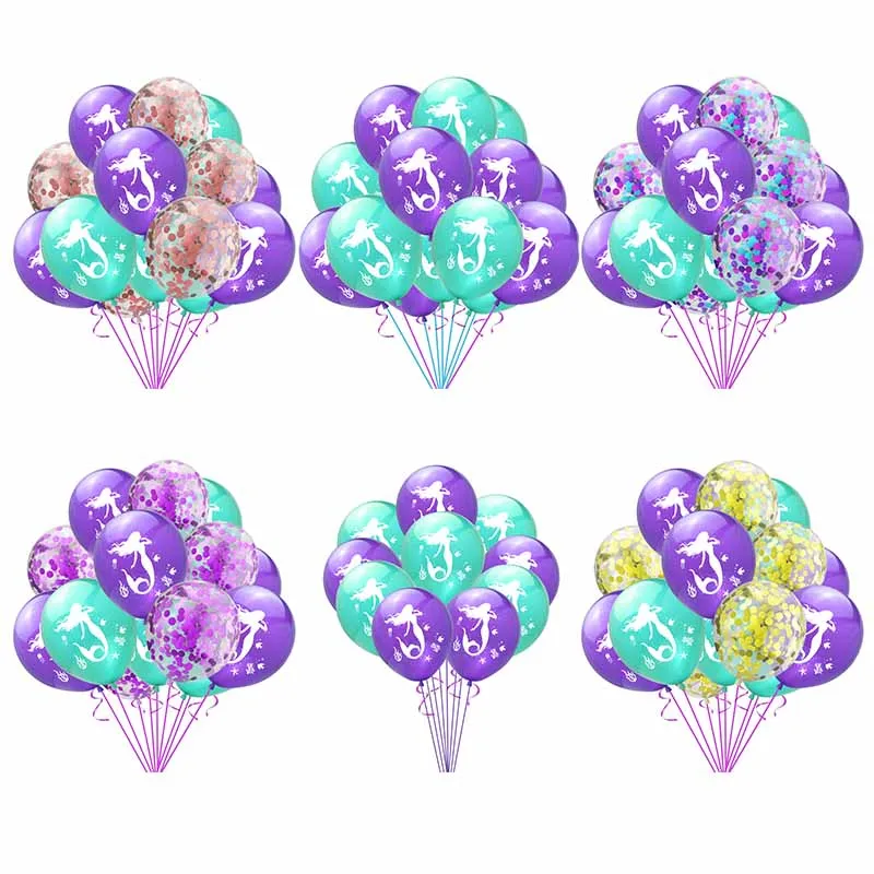 

1Set 12inch Mermaid Balloon litter Confetti Latex Balloon Happy Birthday Party Decoration Baby Shower Wedding Supplies
