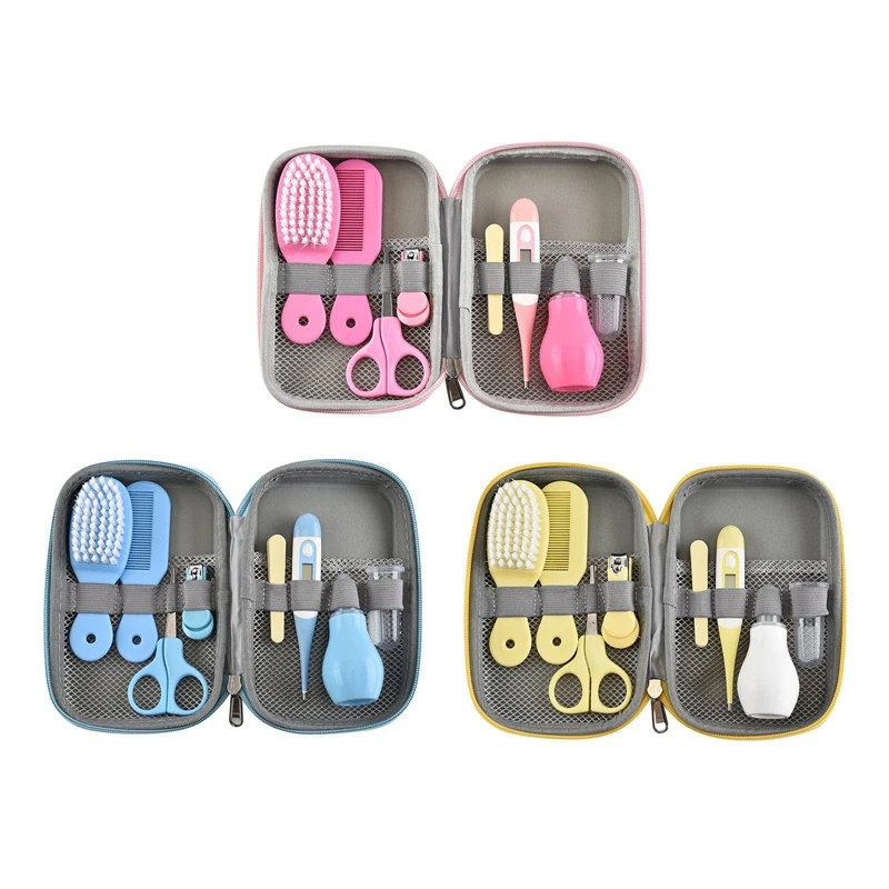 

8Pcs/set Infant Baby Sanitary Tools Set Newborn Healthcare Kits Nail Sissors Nasal Suction Device Electronic Thermometer Comb