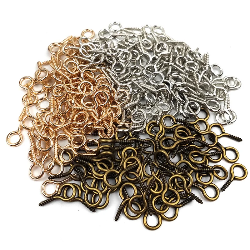 

100pcs/lot Stainless Steel Eye Pins Claw Screws Gold Plated Beads Clasps Hooks DIY Bracelet Necklace Jewelry Making Accessories